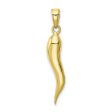 10k Yellow Gold Solid 3D Italian Horn Pendant Online Sale