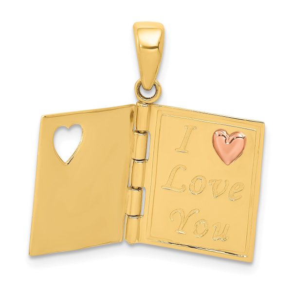 14k Two Tone Gold & Enamel Sweetheart Book Pendant, 13mm Fashion