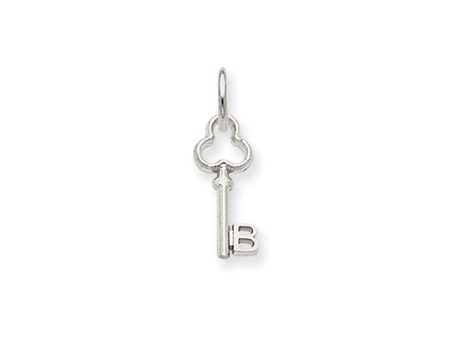 14k White Gold, Hannah Collection, Mini Initial B Shamrock Key Charm Online