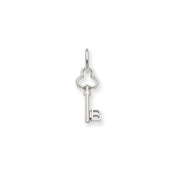 14k White Gold, Hannah Collection, Mini Initial B Shamrock Key Charm Online