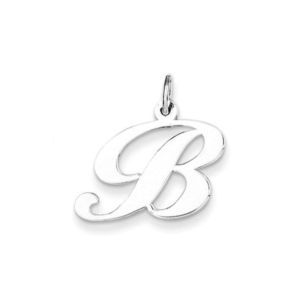 14k White Gold, Ella Collection, LG Fancy Script Initial Pendant A-W For Cheap