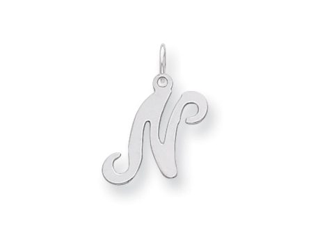 14k White Gold, Sophia Collection, Small Script Initial N Pendant Supply