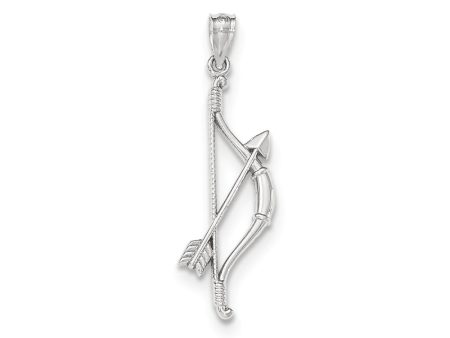 14k White Gold Open Back Bow and Arrow Pendant, 11 x 36mm Discount