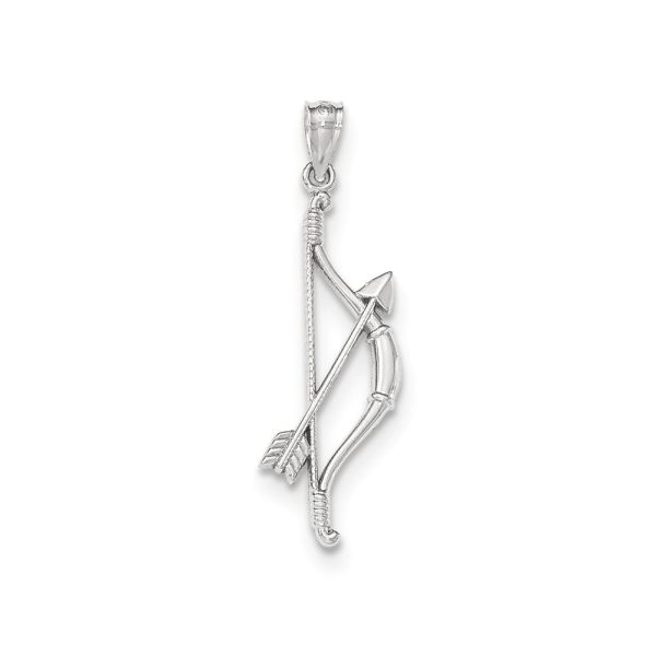 14k White Gold Open Back Bow and Arrow Pendant, 11 x 36mm Discount