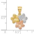 14k Tri-color Gold Satin Triple Plumeria Pendant, 15mm (9 16 inch) Fashion