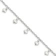 Sterling Silver Dangling Hearts Anklet, 9-10 Inch For Discount