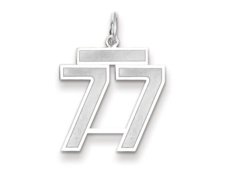 14k White Gold, Jersey Collection, Medium Number 77 Pendant Discount