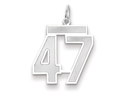 14k White Gold, Jersey Collection, Medium Number 47 Pendant For Cheap