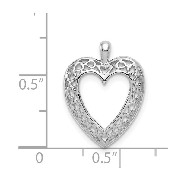 14k White Gold Cutout Open Heart Pendant Hot on Sale