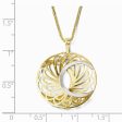 10k Two Tone Gold Polished & Satin Round Pendant, 25mm For Sale