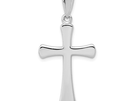 14k White Gold Hollow Latin Cross Pendant, 16 x 35mm For Sale