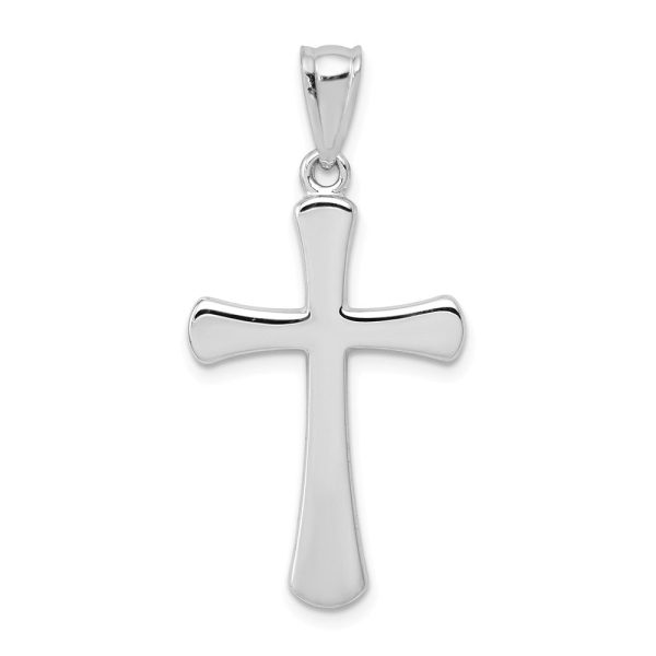 14k White Gold Hollow Latin Cross Pendant, 16 x 35mm For Sale