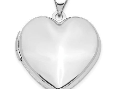 14k White Gold 21mm Family Polished Heart Locket on Sale