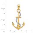 14k Two Tone Gold Anchor with Rope Pendant, 16 x 32mm Discount