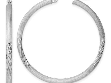 2.5mm, Satin, Diamond Cut Sterling Silver Hoops - 40mm (1 1 2 Inch) Discount