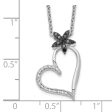 1 6 Ctw Black & White Diamond Flower Heart Necklace in Sterling Silver Discount