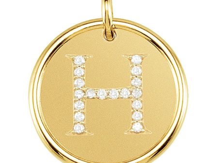 1 10 Ctw G-H, I1 Diamond Initial 17mm 14k Yellow Gold Pendant Letter H Discount