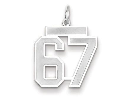 14k White Gold, Jersey Collection, Medium Number 67 Pendant Discount