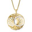 10k Two Tone Gold Polished & Satin Round Pendant, 25mm For Sale