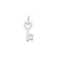 14k White Gold Heart Shaped Key Charm or Pendant, 7mm Online Sale