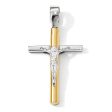 14k Two Tone Gold, Polished Crucifix Pendant, 18 x 32mm Online