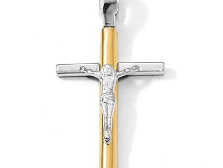 14k Two Tone Gold, Polished Crucifix Pendant, 18 x 32mm Online