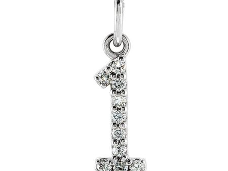 .05 Cttw Diamond & 14k White Gold Mini Number 1 Charm or Pendant Fashion