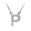 1 8 Cttw Diamond & 14k White Gold Block Initial Necklace, Letter P Online Sale