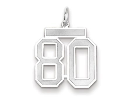 14k White Gold, Jersey Collection, Medium Number 80 Pendant Cheap