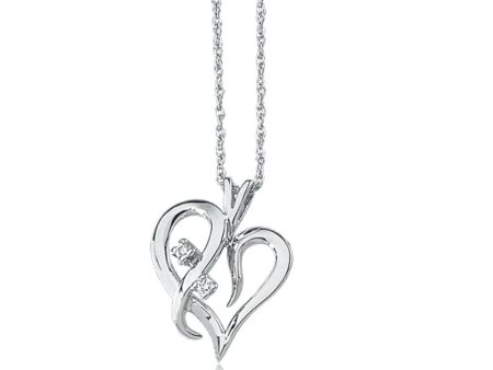 .03 Carat Diamond Heart Necklace in 14k White Gold Online