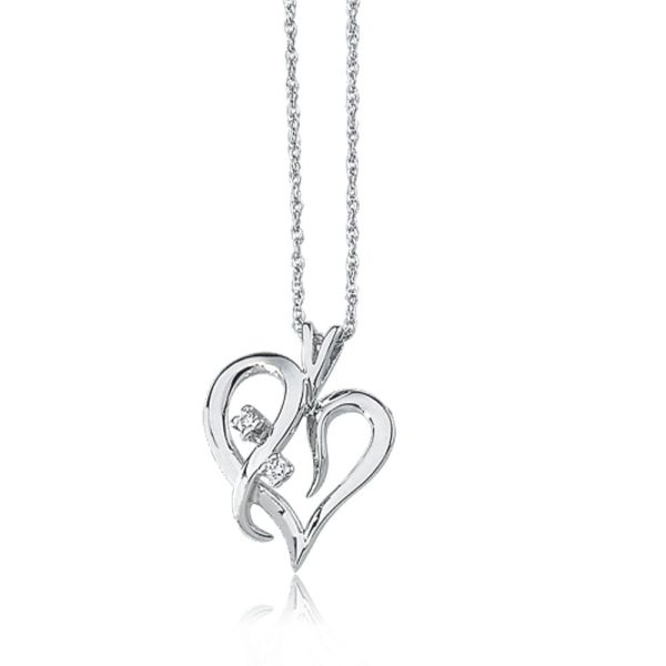 .03 Carat Diamond Heart Necklace in 14k White Gold Online