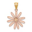 14k Two Tone Gold 18mm Pink Daisy Pendant Fashion