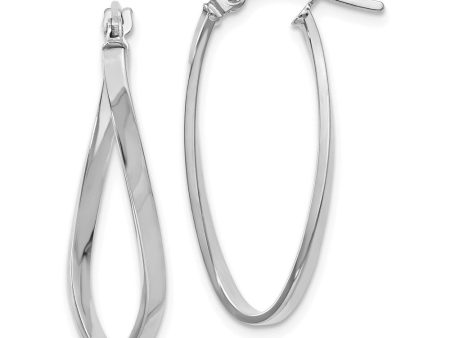 1.8mm Twisted Oval Hoop Earrings in 14k White Gold, 26mm (1 Inch) Online Sale