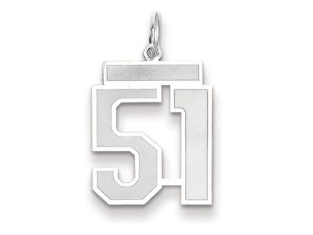 14k White Gold, Jersey Collection, Medium Number 51 Pendant For Cheap