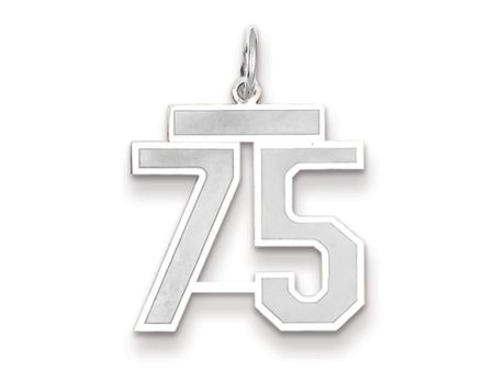 14k White Gold, Jersey Collection, Medium Number 75 Pendant Hot on Sale