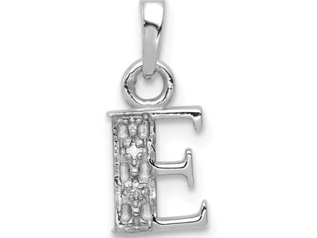 The Chloe Mini Diamond Accent Initial E Pendant in 14k White Gold Online