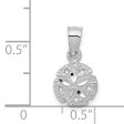 14k White Gold Small Diamond Cut Sand Dollar Pendant, 8mm (5 16 Inch) For Cheap