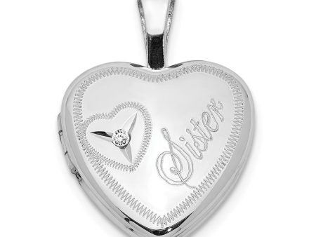 12mm Sister Diamond Heart Locket in Sterling Silver Online now