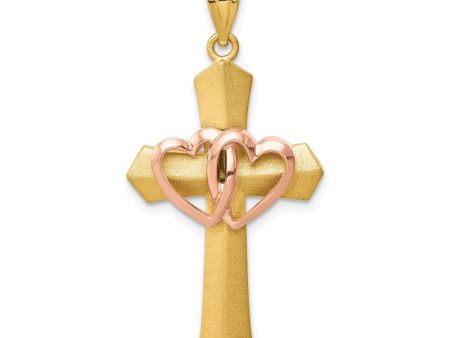 14k Two Tone Gold St. Valentine Cross Pendant, 19 x 38mm Sale