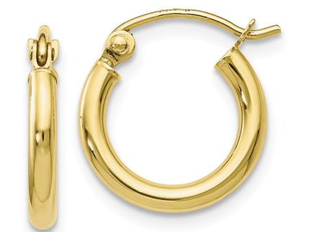 2mm Round Hoop Earrings in 10k Yellow Gold, 13mm (1 2 Inch) For Cheap