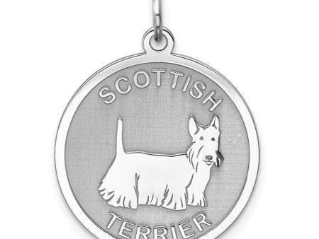 Sterling Silver Laser Etched Scottish Terrier Dog Pendant, 19mm Hot on Sale