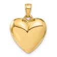 14k Yellow Gold Puffed Heart Tapered Bail Pendant, 15mm Online now