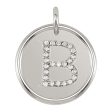 1 8 Ctw G-H, I1 Diamond Initial 17mm Sterling Silver Pendant Letter B Cheap