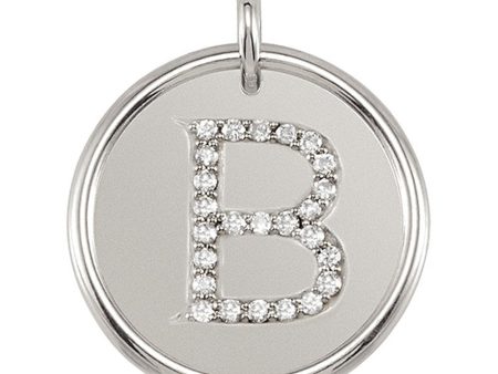 1 8 Ctw G-H, I1 Diamond Initial 17mm Sterling Silver Pendant Letter B Cheap