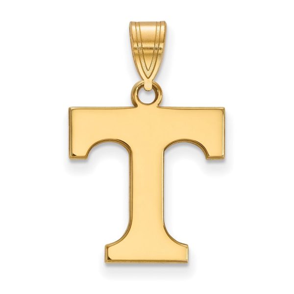 14k Gold Plated Silver U. of Tennessee Medium Initial T Pendant For Sale