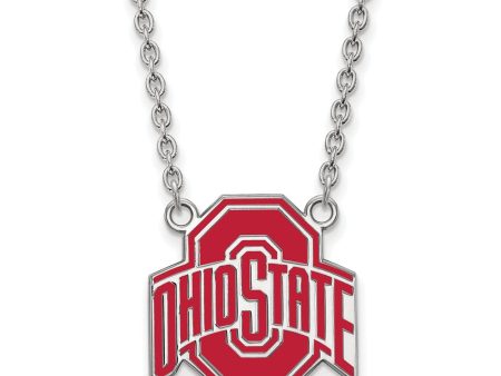 Sterling Silver Ohio State Large Enamel Logo Pendant Necklace Online Hot Sale