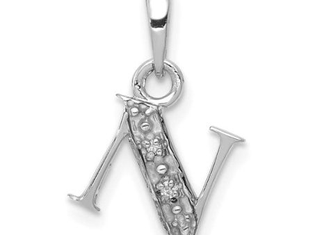 The Chloe Mini Diamond Accent Initial N Pendant in 14k White Gold Online Sale