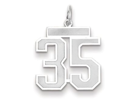 14k White Gold, Jersey Collection, Medium Number 35 Pendant Fashion