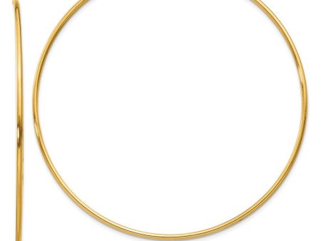 1.25mm, 14k Yellow Gold Endless Hoop Earrings, 60mm (2 3 8 Inch) For Discount