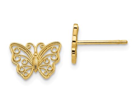 10mm Cutout Butterfly Post Earrings in 14k Yellow Gold Cheap